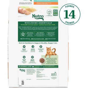 Nutro Wholesome Essentials Chicken & Brown Rice Recipe Indoor Dry Cat Food, 14-lb bag