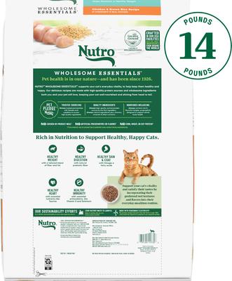 Show full view: Nutro Wholesome Essentials Chicken & Brown Rice Recipe Indoor Dry Cat Food, 14-lb bag slide 3 of 10