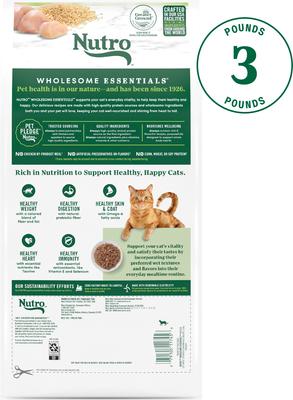 Show full view: Nutro Wholesome Essentials Chicken & Brown Rice Recipe Indoor Dry Cat Food, 3-lb bag slide 3 of 10