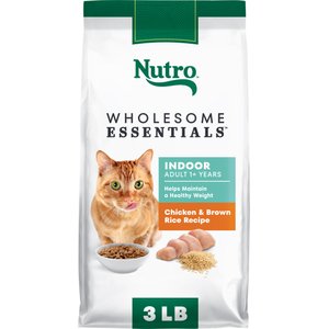 Nutro Wholesome Essentials Chicken & Brown Rice Recipe Indoor Dry Cat Food, 3-lb bag
