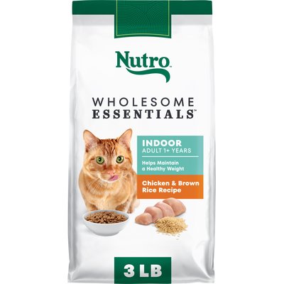 Nutro Nutro Indoor Adult Chicken & Whole Brown Rice Dry Cat Food, 3-lb bag