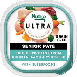 Nutro Ultra Grain-Free Trio Protein Chicken, Lamb & Whitefish Pate with Superfoods Senior Wet Dog Food Trays, 3.5-oz tray, case of 24
