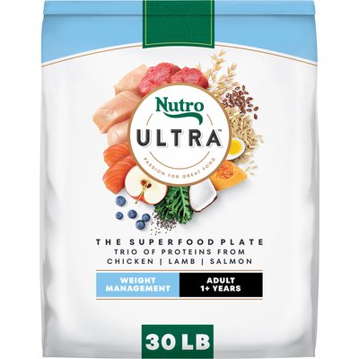 Nutro Nutro Ultra Adult Weight Management Trio of Proteins from Chicken, Lamb & Salmon Recipe Dry Dog Food, 30-lb bag