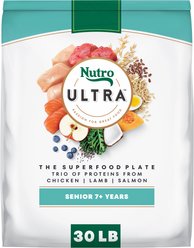 Nutro Ultra Senior High Protein Trio of Proteins Chicken, Lamb & Salmon Dry Dog Food, 30-lb bag