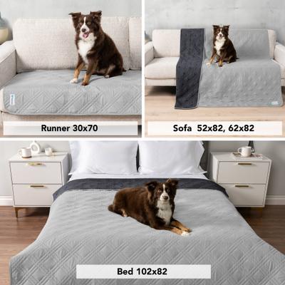 Show full view: PetAmi Waterproof Non-Skid Back Furniture Protector Cover, Light Grey, 52 x 82-in slide 4 of 9