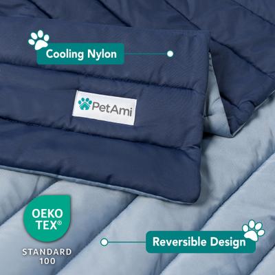Show full view: PetAmi Indoor Premium Q-MAX Cold Sofa Couch Cover Dog & Cat Cooling Mat, Navy/Dusty Blue, Large slide 3 of 8