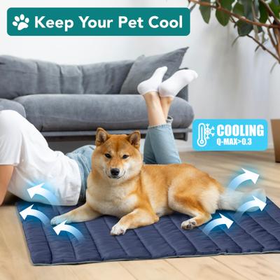 Show full view: PetAmi Indoor Premium Q-MAX Cold Sofa Couch Cover Dog & Cat Cooling Mat, Navy/Dusty Blue, Large slide 2 of 8