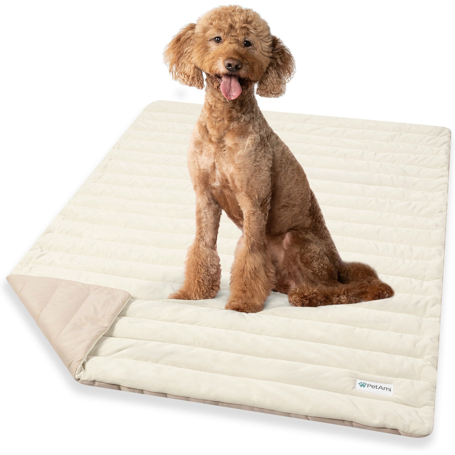PetAmi Indoor Premium Q-MAX Cold Sofa Couch Cover Dog & Cat Cooling Mat, Taupe/Beige, Large