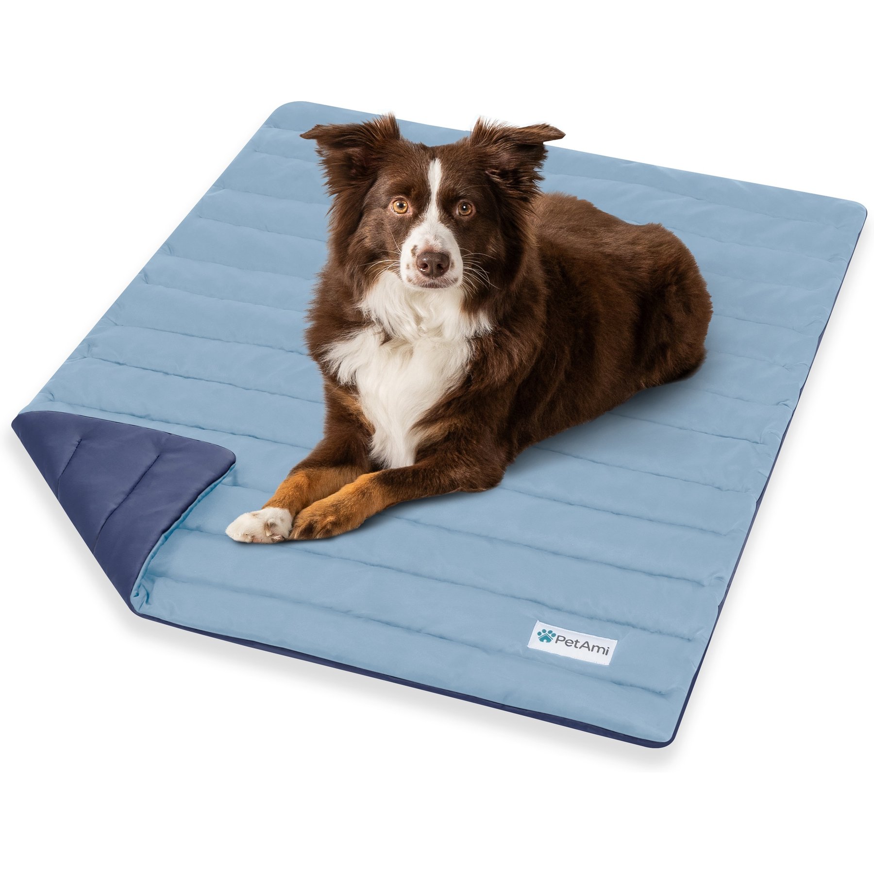 PetAmi Indoor Premium Q-MAX Cold Sofa Couch Cover Dog & Cat Cooling Mat, Navy/Dusty Blue, Small
