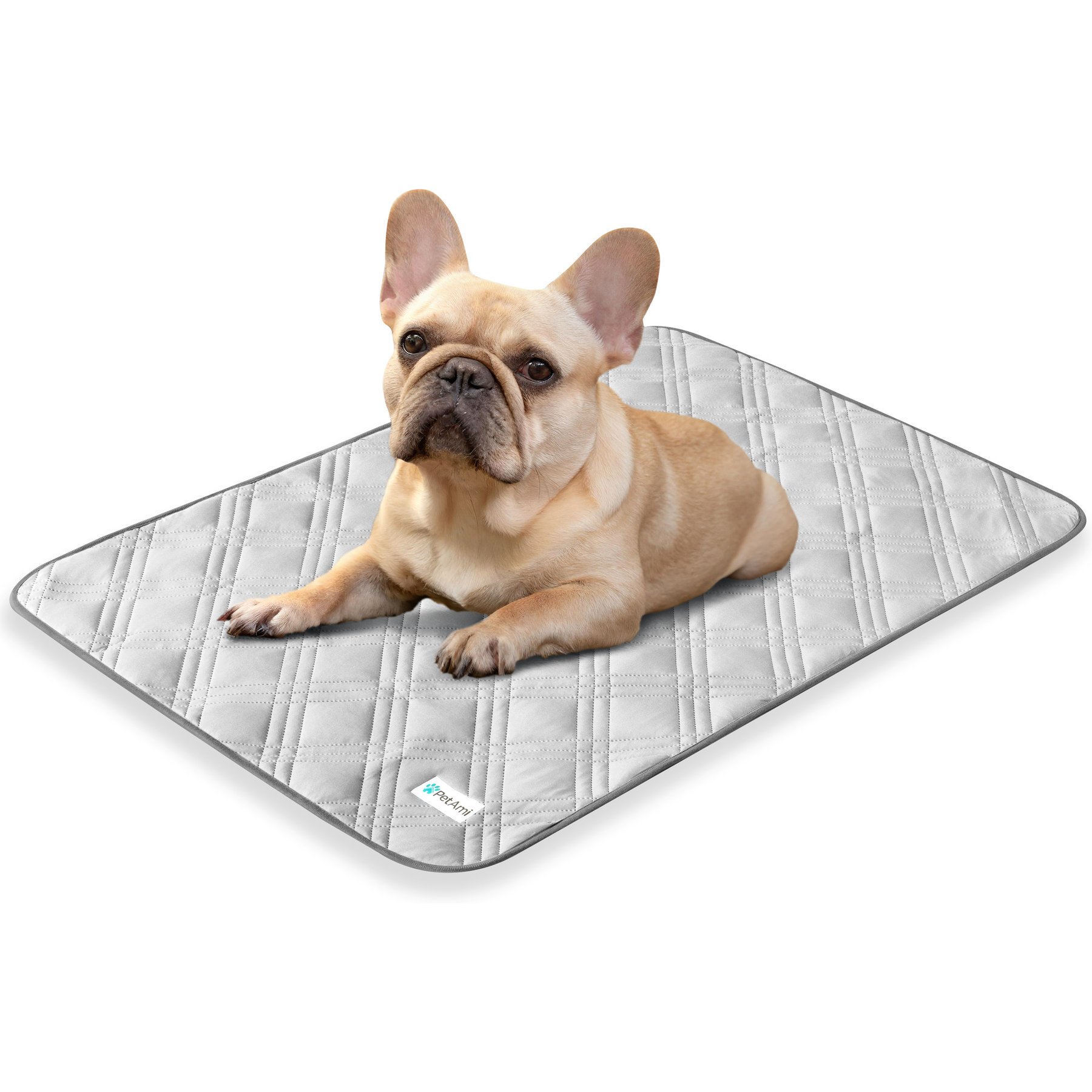 PetAmi Indoor Premium Waterproof Q-MAX Dog & Cat Cooling Mat Blanket, Light Grey, Medium