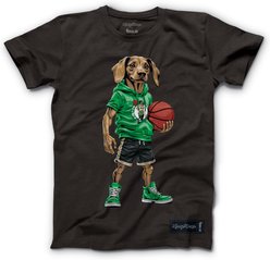 Hoop Dogs NBA Dachshund T-Shirt, Boston Celtics, Large