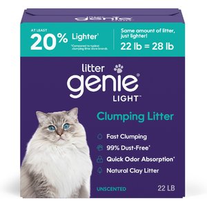 Litter Genie Light Unscented Clumping Clay Cat Litter, 22-lb bag