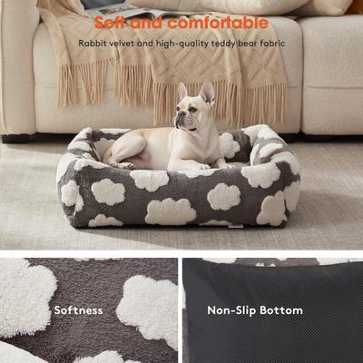 Show full view: JOEJOY Jacquard Cloud Square Dog & Cat Bed with Anti-Slip Bottom & Removable Cover, Grey, Medium slide 3 of 8