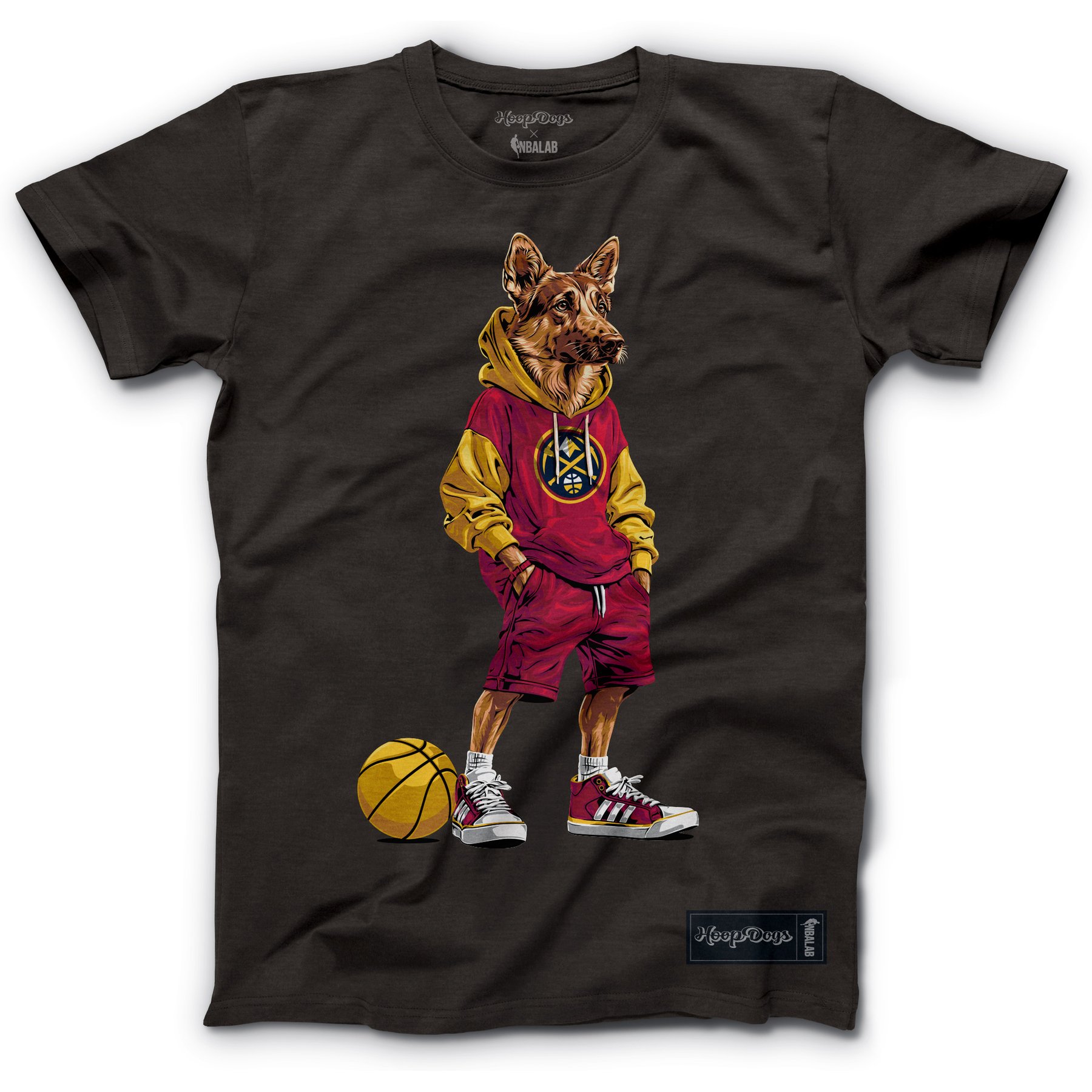 Hoop Dogs NBA German Shepherd T-Shirt, Denver Nuggets, XX-Large