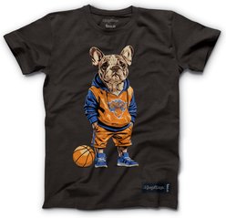 Hoop Dogs NBA French Bulldog T-Shirt, New York Knicks, Small