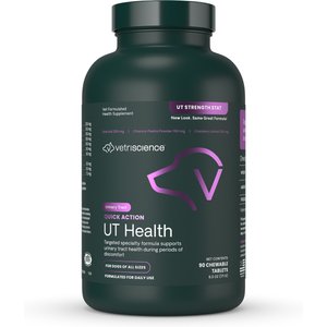 VetriScience UT Strength Smoke Flavored Chewable Tablet Urinary Supplement for Dogs, 90 count