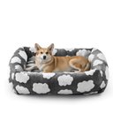 JOEJOY Jacquard Cloud Square Dog & Cat Bed with Anti-Slip Bottom & Removable Cover, Cozy Clouds Grey, Medium
