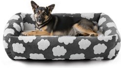 JOEJOY Jacquard Cloud Square Anti-Slip Bottom Dog & Cat Bed with Removable Cover, Grey, XX-Large