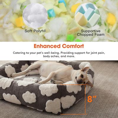 Show full view: JOEJOY Jacquard Cloud Square Dog & Cat Bed with Anti-Slip Bottom & Removable Cover, Grey, Medium slide 6 of 8