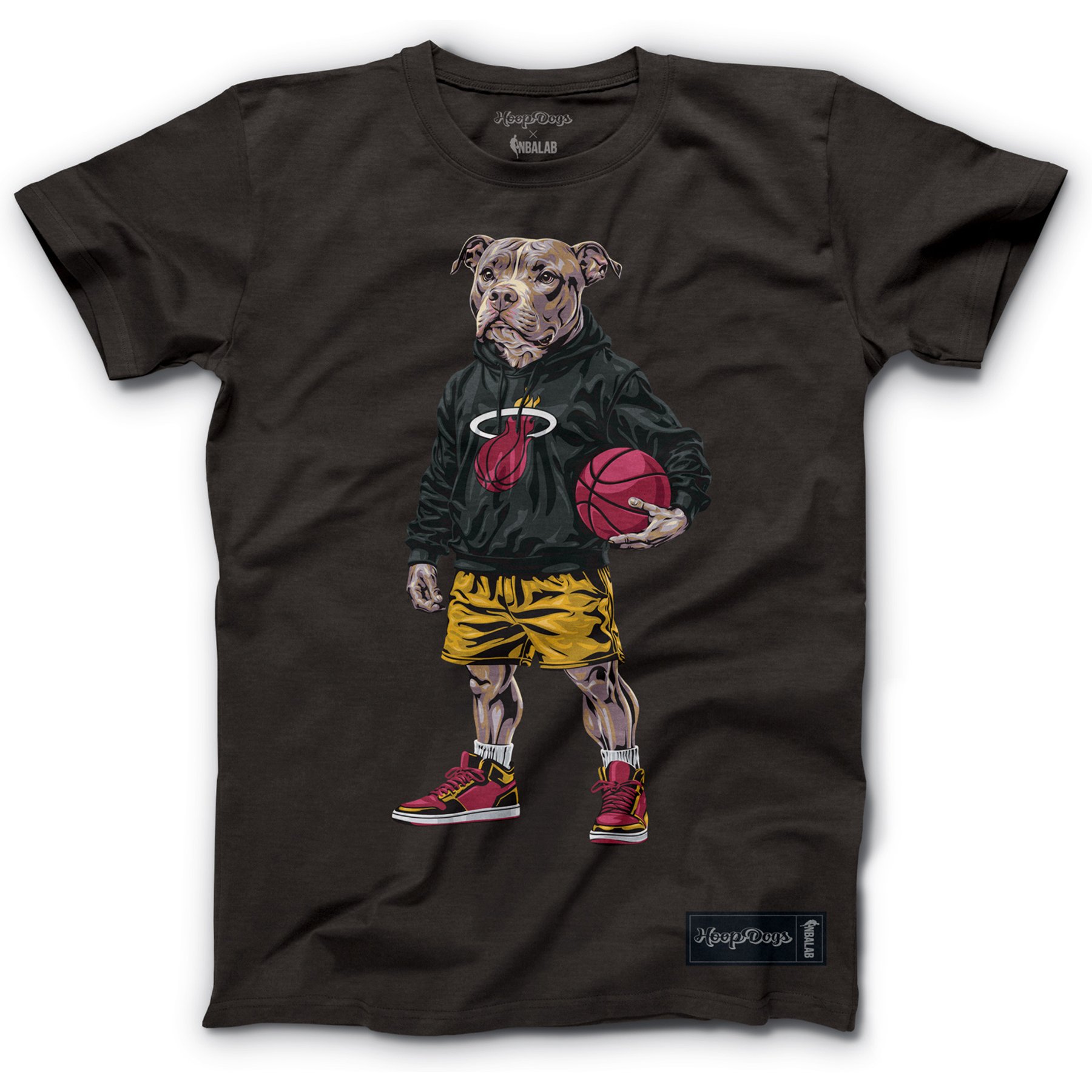 Hoop Dogs NBA Pit Bull T-Shirt, Miami Heat, X-Large
