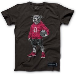 Hoop Dogs NBA Pit Bull T-Shirt, Houston Rockets, Small