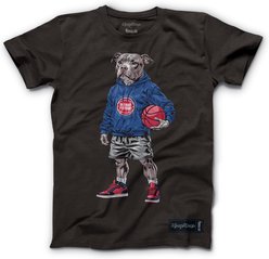 Hoop Dogs NBA Pit Bull T-Shirt, Detroit Pistons, Large