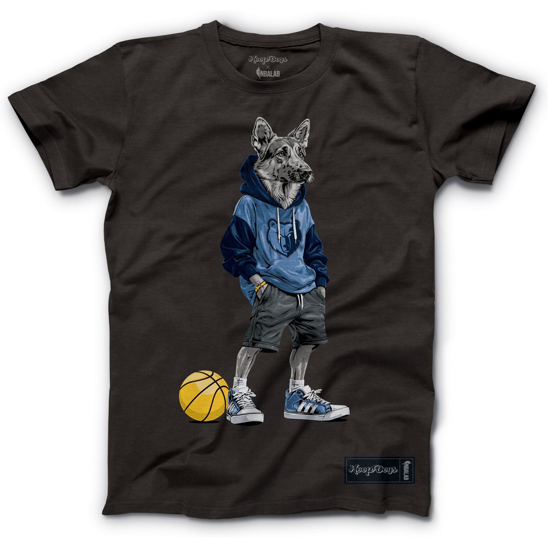 Hoop Dogs NBA German Shepherd T-Shirt, Memphis Grizzlies, Large