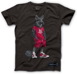 Hoop Dogs NBA German Shepherd T-Shirt, Houston Rockets, Medium