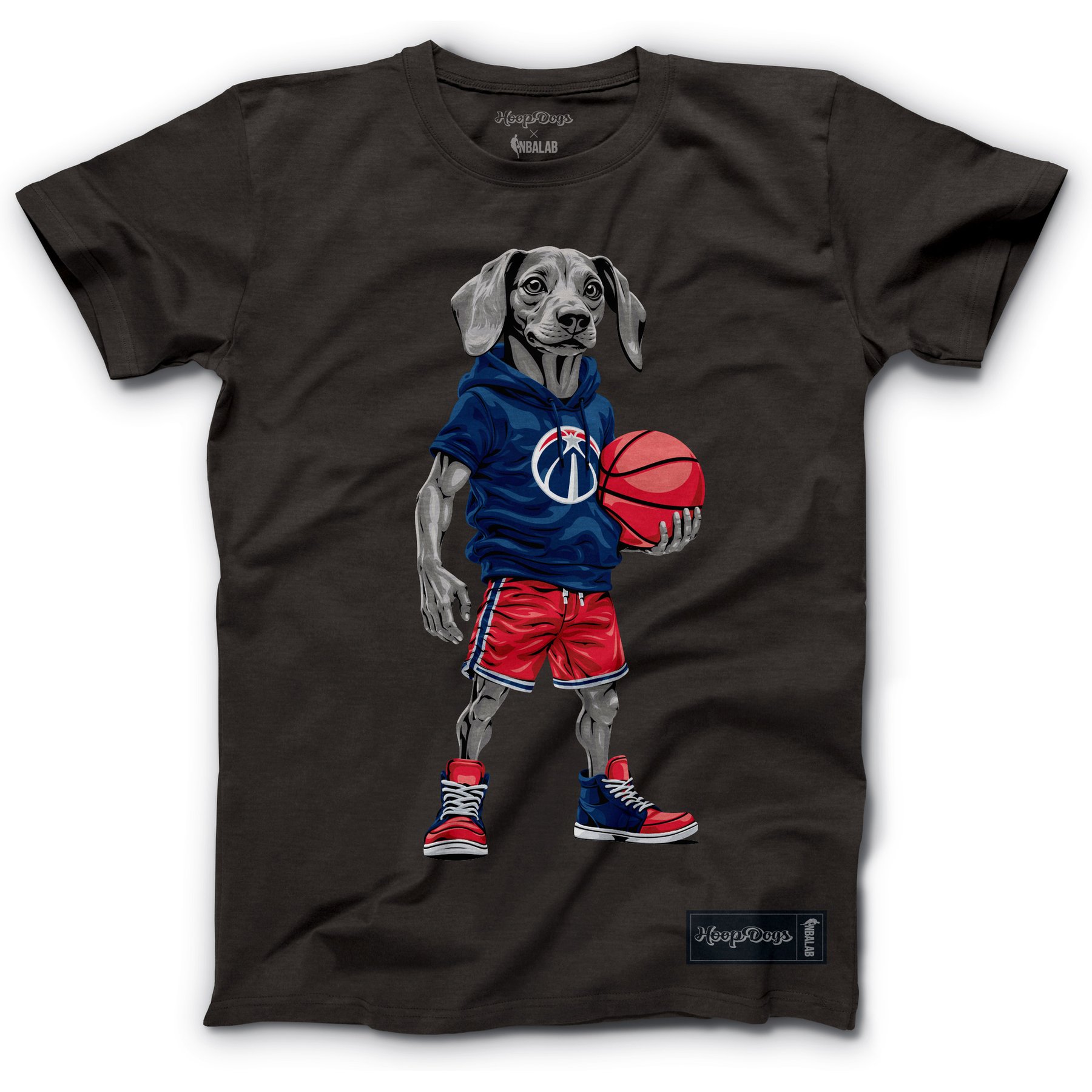 Hoop Dogs NBA Dachshund T-Shirt, Washington Wizards, Medium