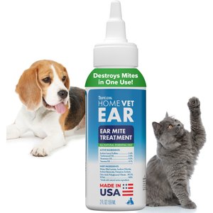 TropiClean HomeVet Dog & Cat Ear Mite Treatment, 2-fl oz bottle