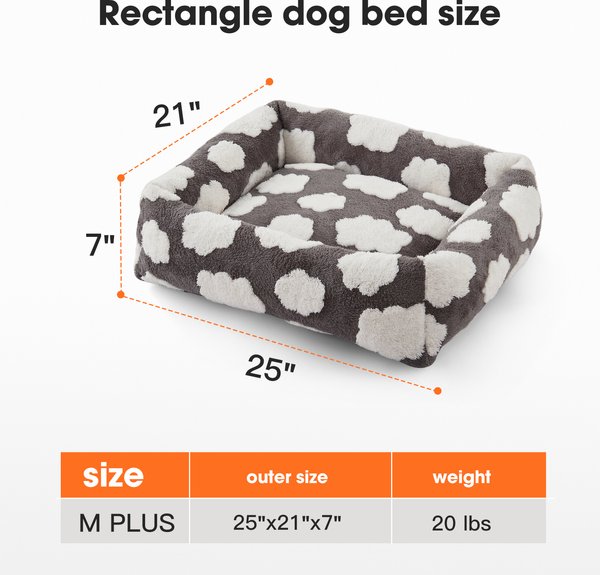 Show full view: JOEJOY Jacquard Cloud Square Dog & Cat Bed with Anti-Slip Bottom & Removable Cover, Grey, Medium slide 7 of 7
