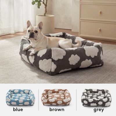 Show full view: JOEJOY Jacquard Cloud Square Dog & Cat Bed with Anti-Slip Bottom & Removable Cover, Grey, Medium slide 5 of 8