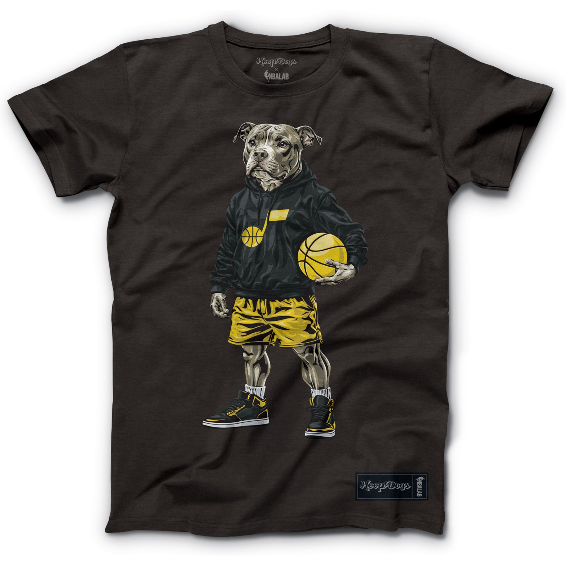 Hoop Dogs NBA Pit Bull T-Shirt, Utah Jazz, Large