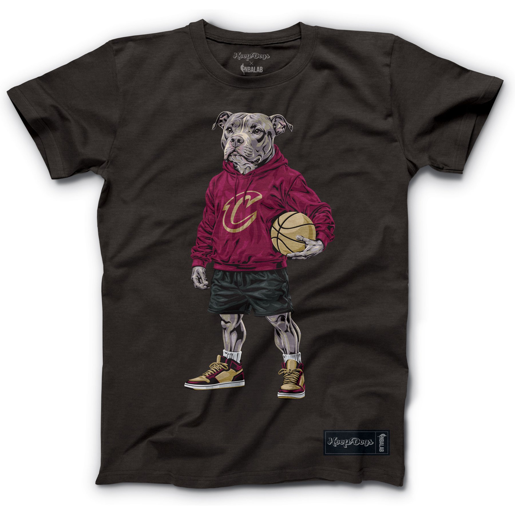 Hoop Dogs NBA Pit Bull T-Shirt, Cleveland Cavaliers, Medium