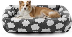 JOEJOY Jacquard Cloud Square Dog & Cat Bed with Anti-Slip Bottom & Removable Cover, Grey, X-Large