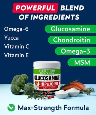 Show full view: StrellaLab Glucosamine Chondroitin & Hip & Joint with Omegas 3 & Fish Oil Advanced Mobility Chew Supplement for Dogs, 180 count slide 5 of 10