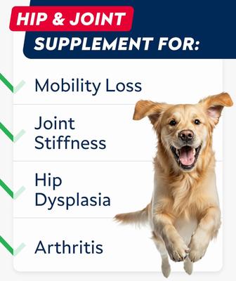 Show full view: StrellaLab Glucosamine Chondroitin & Hip & Joint with Omegas 3 & Fish Oil Advanced Mobility Chew Supplement for Dogs, 180 count slide 7 of 10