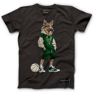 Hoop Dogs NBA German Shepherd T-Shirt, Milwaukee Bucks, Medium