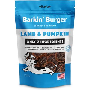 Vitafur Barkin' Burger Lamb & Pumpkin Grain-Free Dehydrated Dog Treats, 4-oz bag