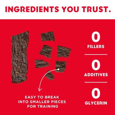 Show full view: Vitafur Barkin' Beef Jerky Strips Grain-Free Dehydrated Dog Treats, 12-oz bag slide 4 of 6