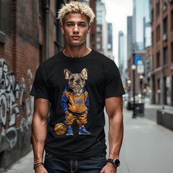 Hoop Dogs NBA French Bulldog T-Shirt, New York Knicks, XX-Large slide 2 of 3