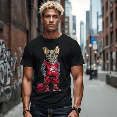 Show full view: Hoop Dogs NBA French Bulldog T-Shirt, Atlanta Hawks, Small slide 2 of 4