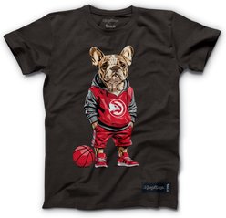 Hoop Dogs NBA French Bulldog T-Shirt, Atlanta Hawks, Small slide 1 of 3