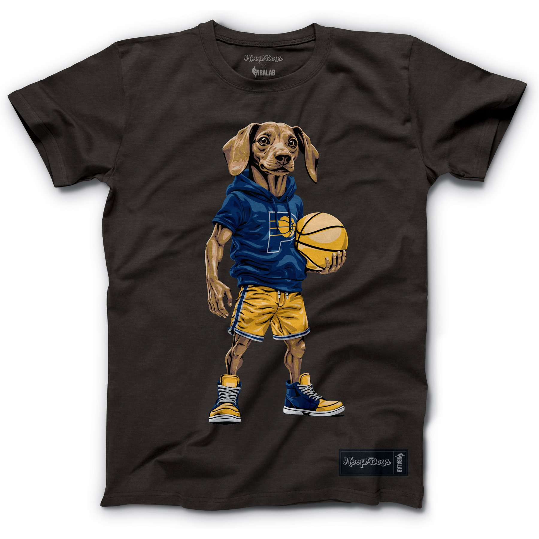 Hoop Dogs NBA Dachshund T-Shirt, Indiana Pacers, XX-Large