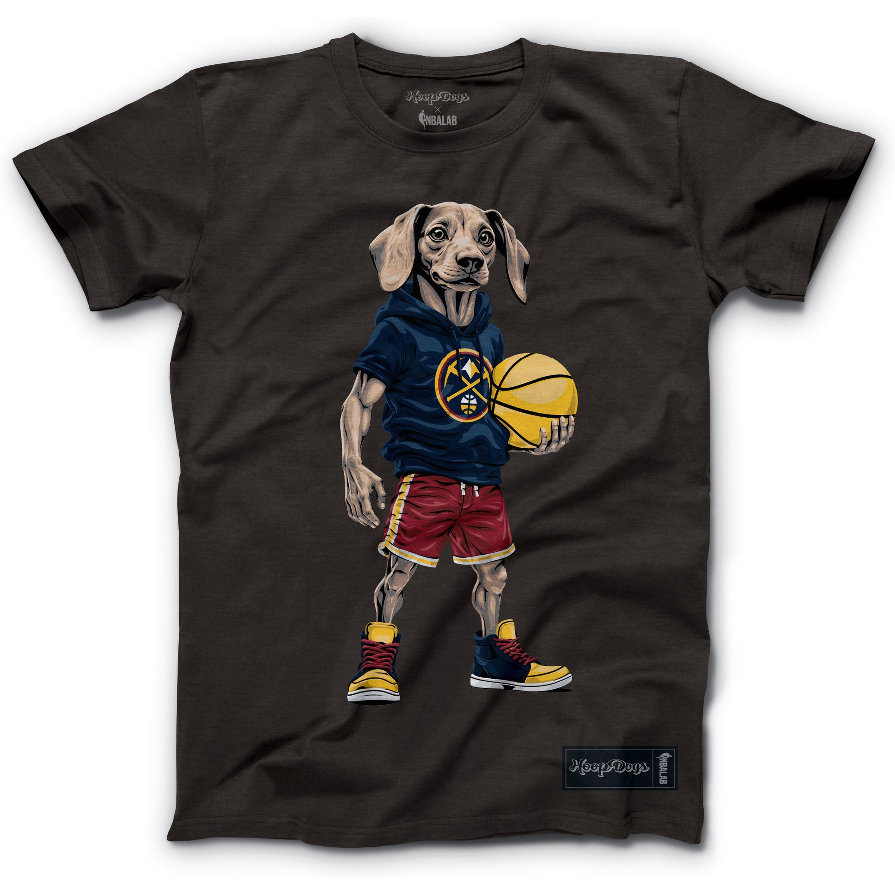 Hoop Dogs NBA Dachshund T-Shirt, Denver Nuggets, XX-Large