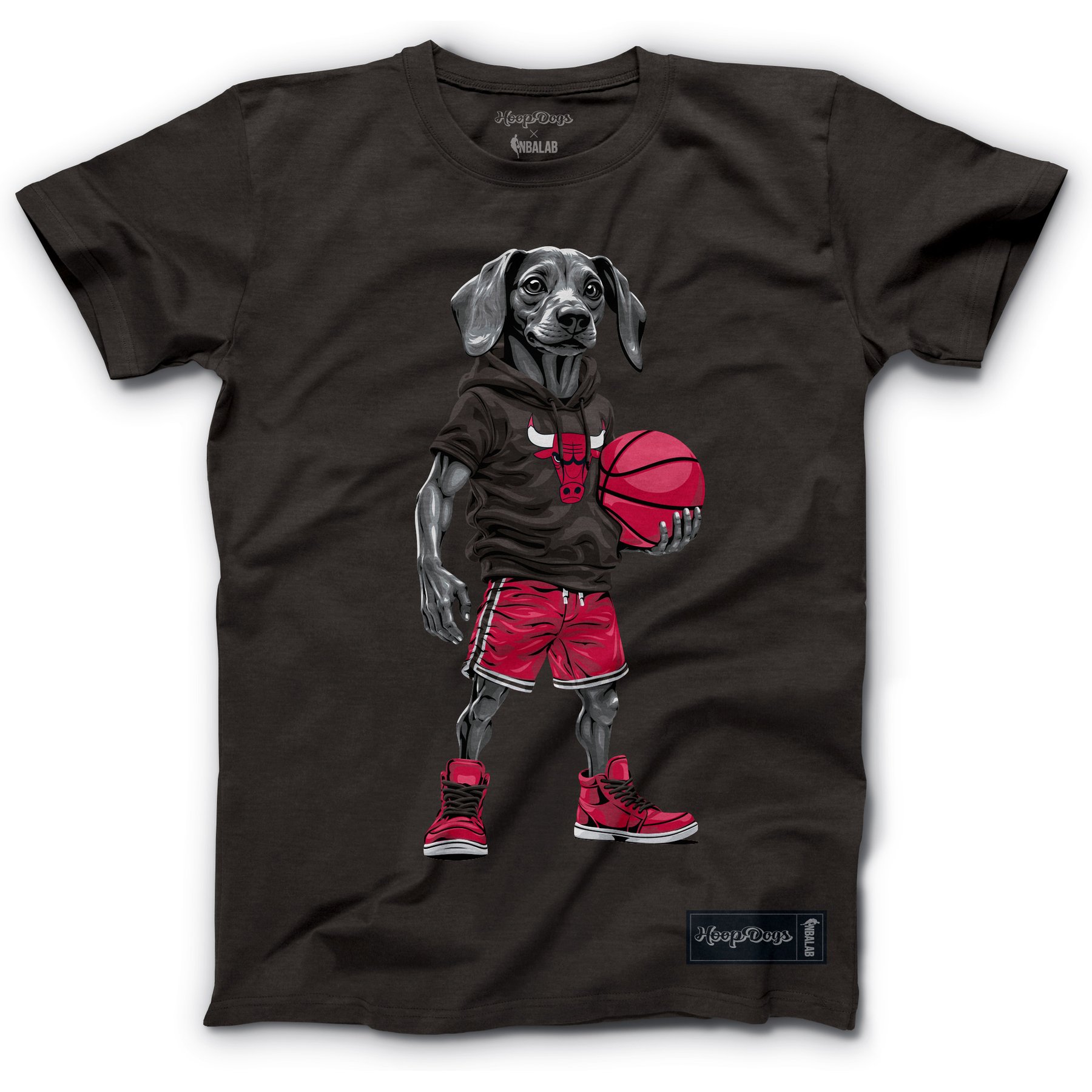 Hoop Dogs NBA Dachshund T-Shirt, Chicago Bulls, XXX-Large