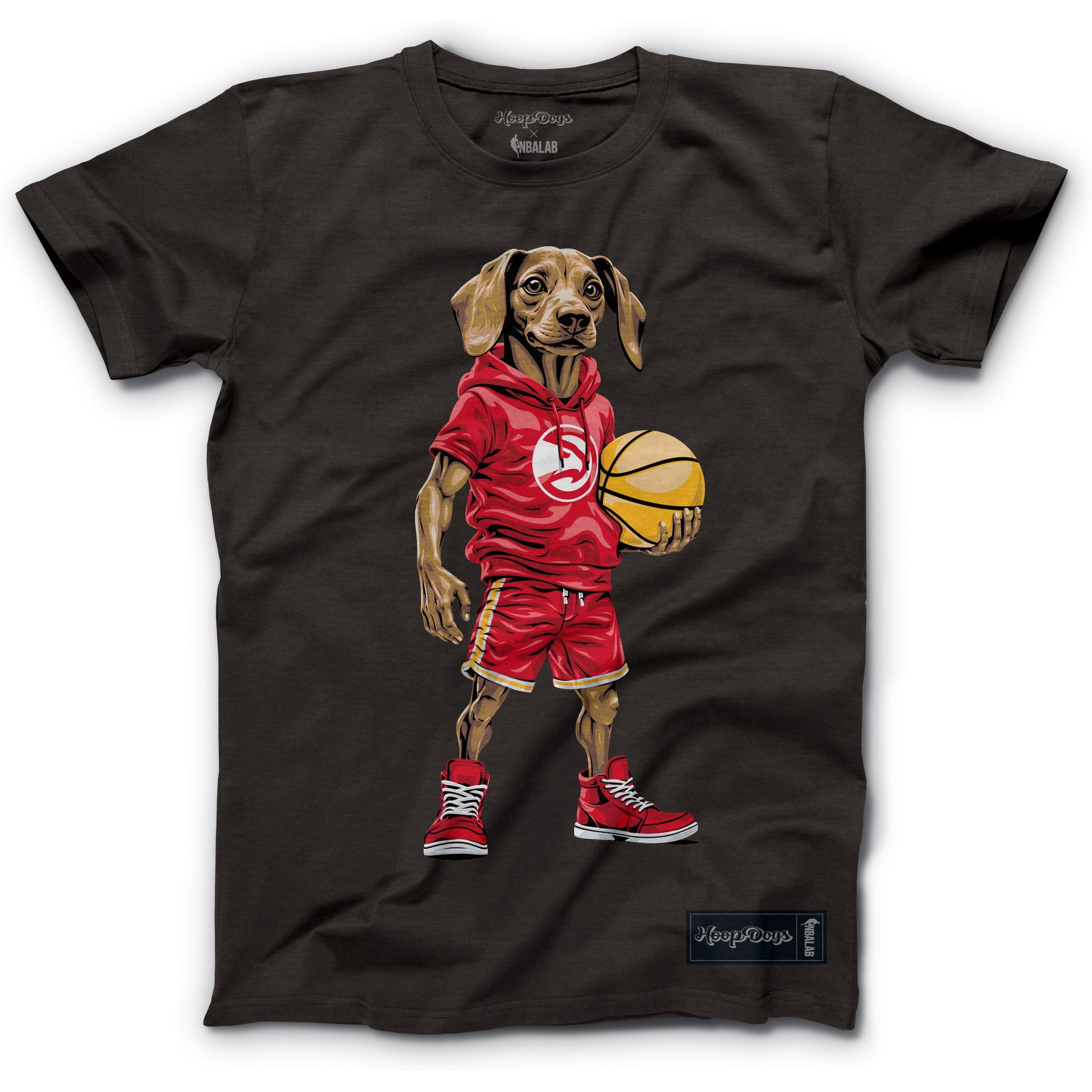 Hoop Dogs NBA Dachshund T-Shirt, Atlanta Hawks, Medium