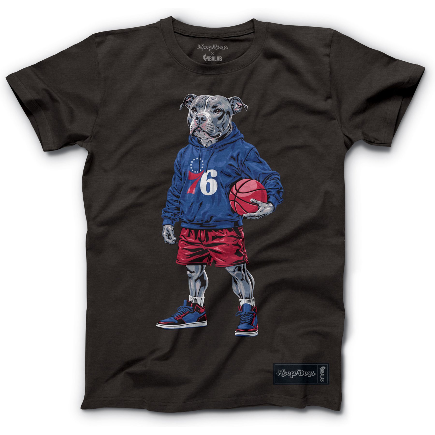 Hoop Dogs NBA Pit Bull T-Shirt, Philadelphia 76ers, XX-Large