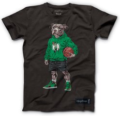 Hoop Dogs NBA Pit Bull T-Shirt, Boston Celtics, Large