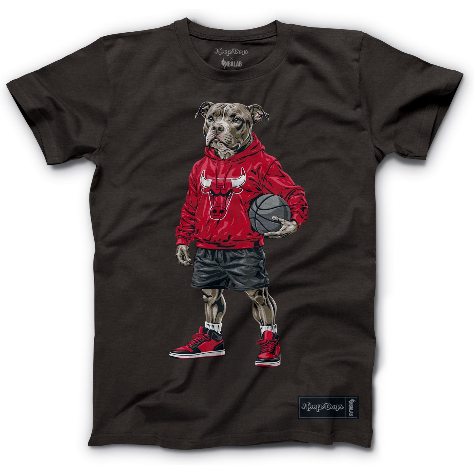 Hoop Dogs NBA Pit Bull T-Shirt, Chicago Bulls, X-Large